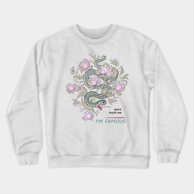 Snake between flowers Crewneck Sweatshirt by Artist Natalja Cernecka